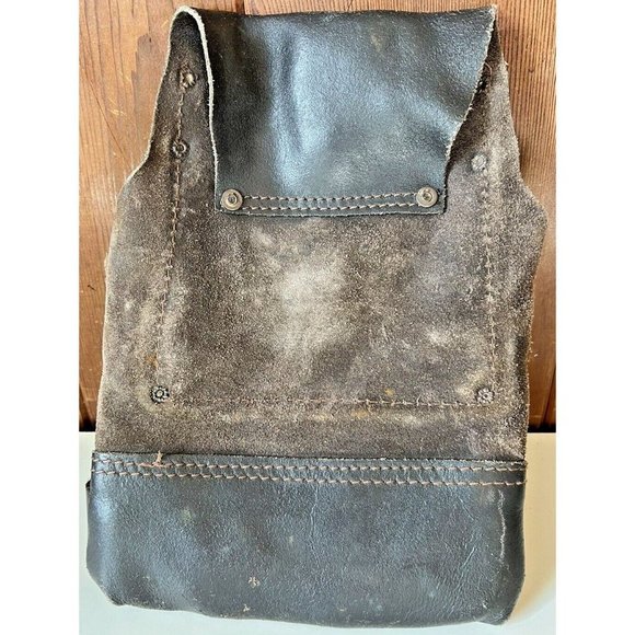 Construction Tool Nail Belt Pouch Premium Leather 12 Pocket Vintage - Picture 2 of 4